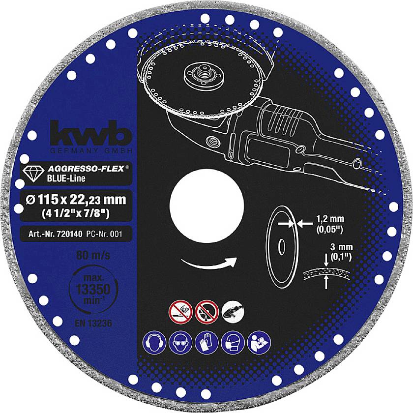 kwb 720140 Disque à tronçonner diamanté Diamètre 115 mm Ø de perçage 22.23 mm métal 1 pc(s)