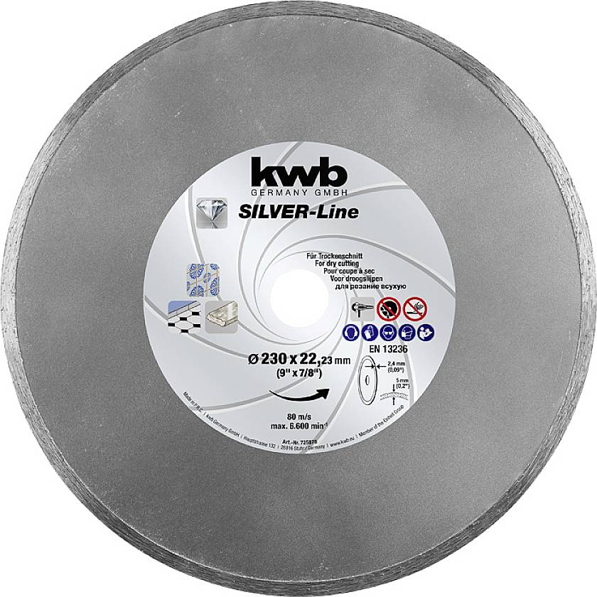 kwb 725870 Disque à tronçonner diamanté Diamètre 230 mm Ø de perçage 22.23 mm Carrelage, Céramique 1 pc(s)