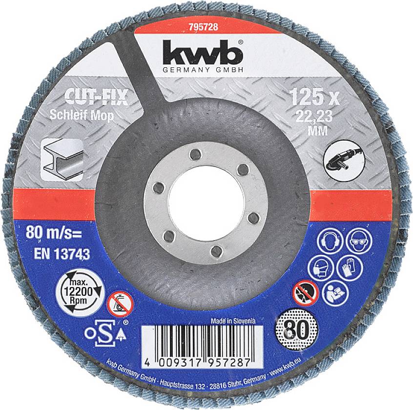 kwb 795728 MEULE CUT-FIX ®, meule à lamelles, travail du métal, ø 125 mm Diamètre 125 mm