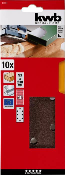 kwb 818104 Papier abrasif Grain 40 (L x l) 230 mm x 93 mm 10 pc(s)
