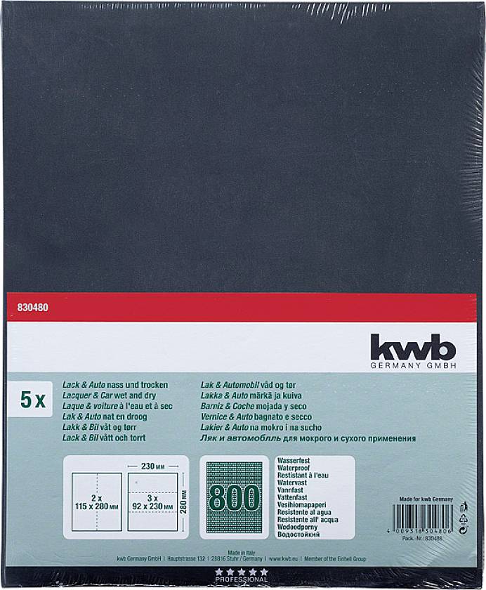 kwb 830480 Papier abrasif Grain 800 (L x l) 280 mm x 230 mm 5 pc(s)