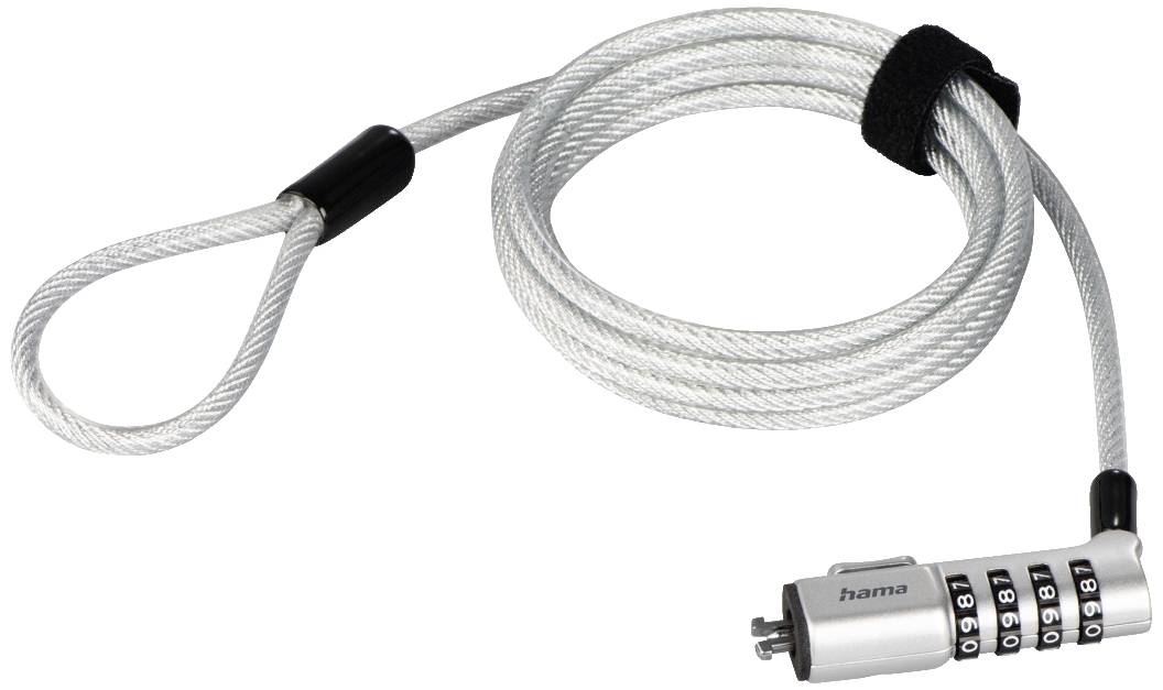 Hama Antivol pour ordinateur portable fermeture à combinaison aucune clé nécessaire, l'attache-câble auto-agrippant permet une