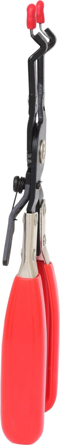 Pince à manche rouge, adaptée au démontage de tuyaux ou d'objets similaires lors de travaux artisanaux ou mécaniques.