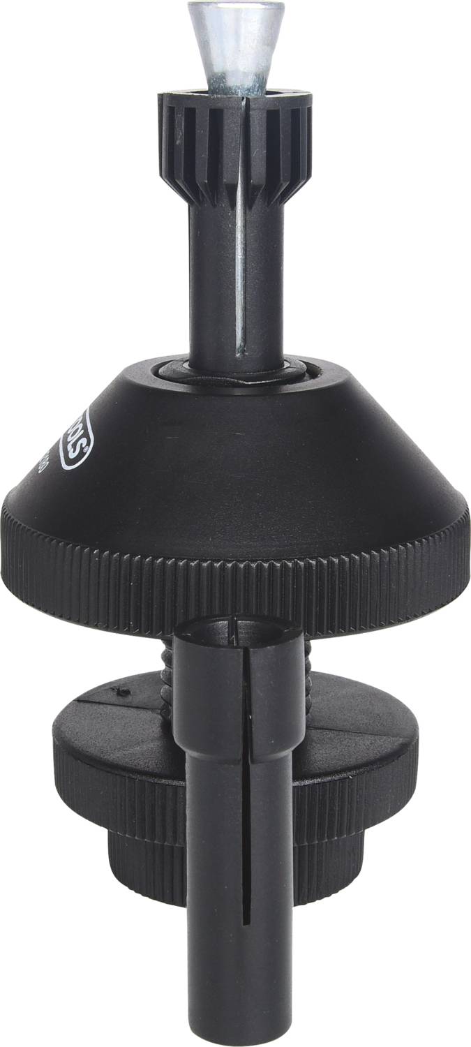Un dispositif noir, cylindrique, composé de plusieurs éléments ajustables, probablement un accessoire destiné au montage ou au réglage dans des applications techniques.