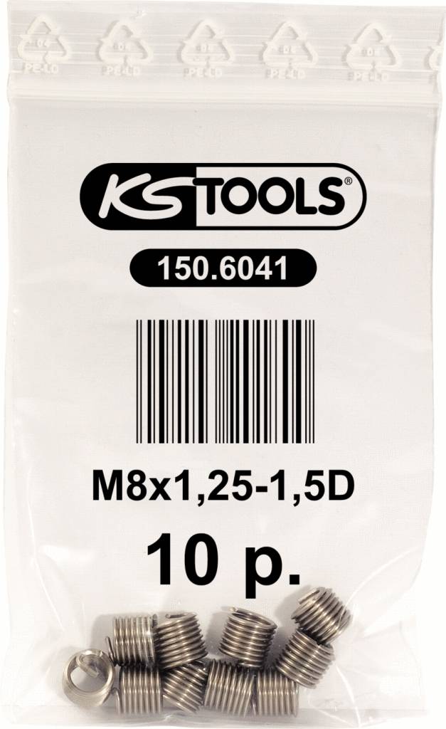 KS Tools 150.6041 Insert fileté M8x1,25, 10,8 mm, lot de 10
