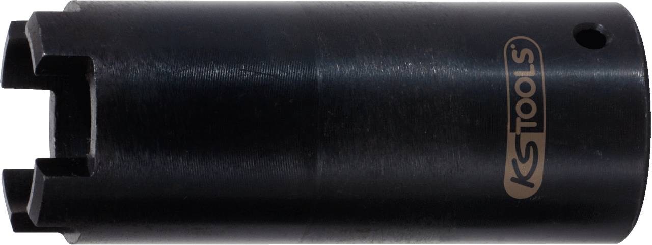 Une clé à cliquet noire de KS Tools, de forme cylindrique, avec une extrémité carrée permettant de la fixer à des outils.