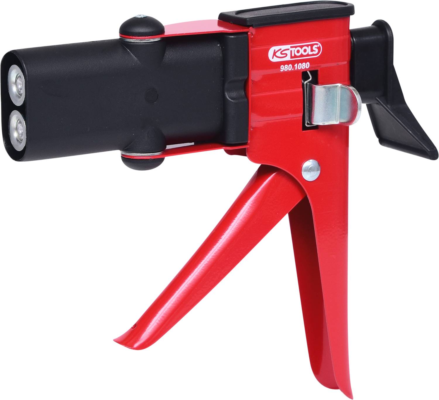 Pince à rivets aveugle rouge avec poignée noire, adaptée pour les rivets aveugles. Marque : KS Tools, Numéro de modèle : 980.1080.