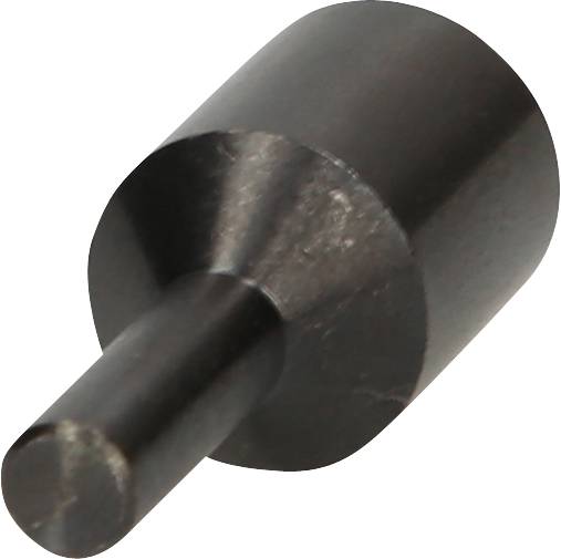 Un outil noir et métallique avec une poignée cylindrique et une pointe conique, possiblement un tampon ou un moule.