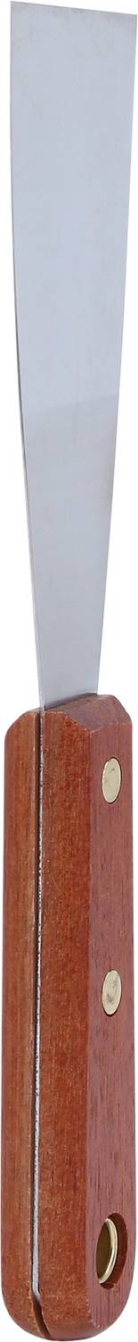 Couteau à peindre avec une longue lame étroite en métal et une poignée en bois brun. Idéal pour l'application de peinture ou les travaux de rebouchage.