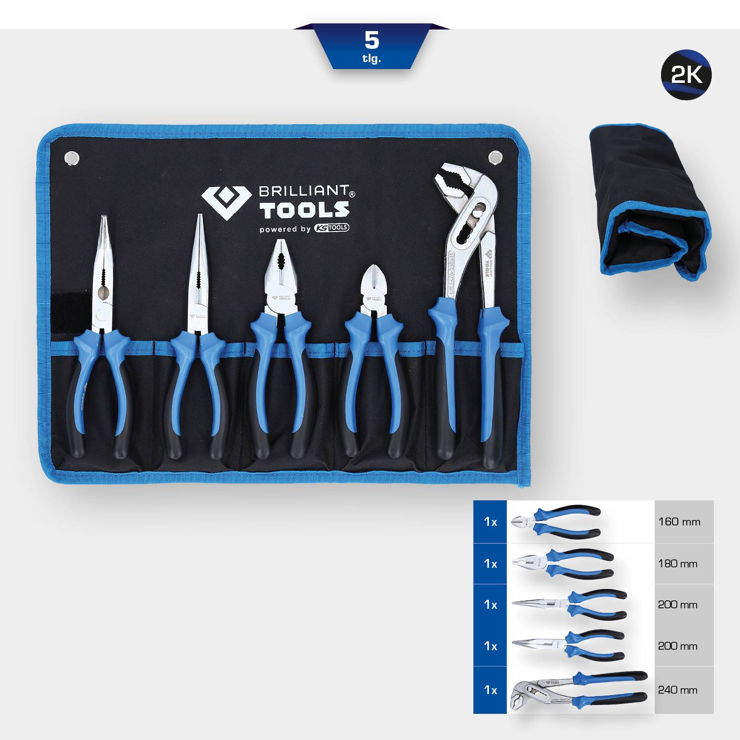 Brilliant Tools BT060005 Jeu de pinces 5 pièces