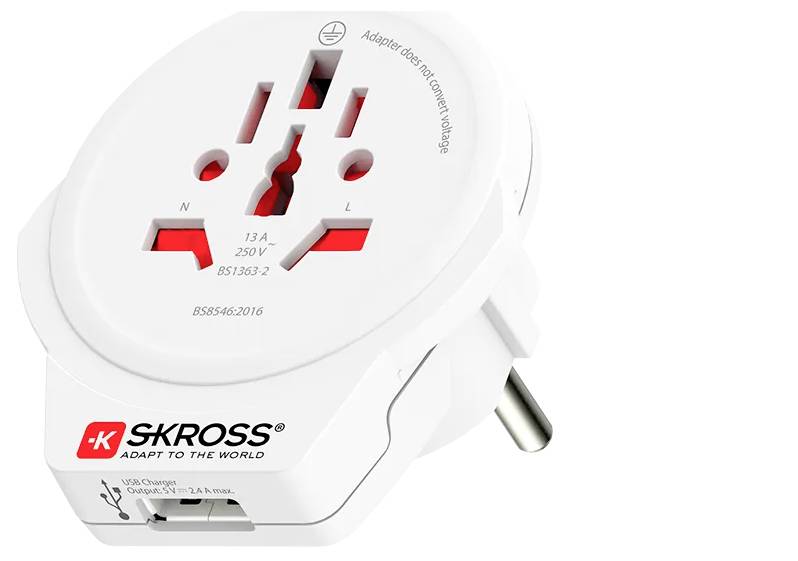 Skross 1.302539 Adaptateur de voyage Pro World & USB
