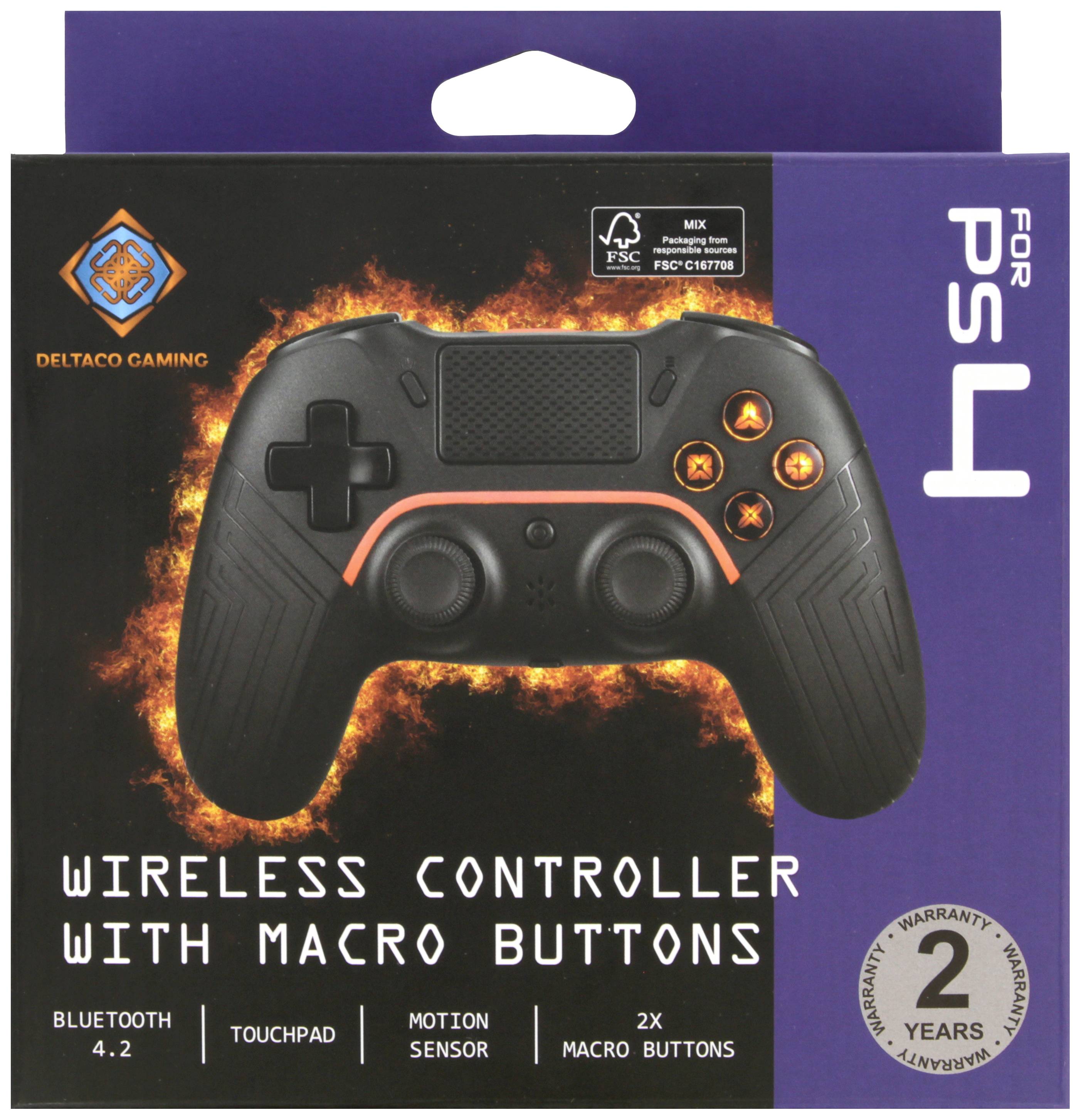 DELTACO GAMING Wireless PS4 & PC Controller Manette PlayStation 4, PC, Android, iOS noir