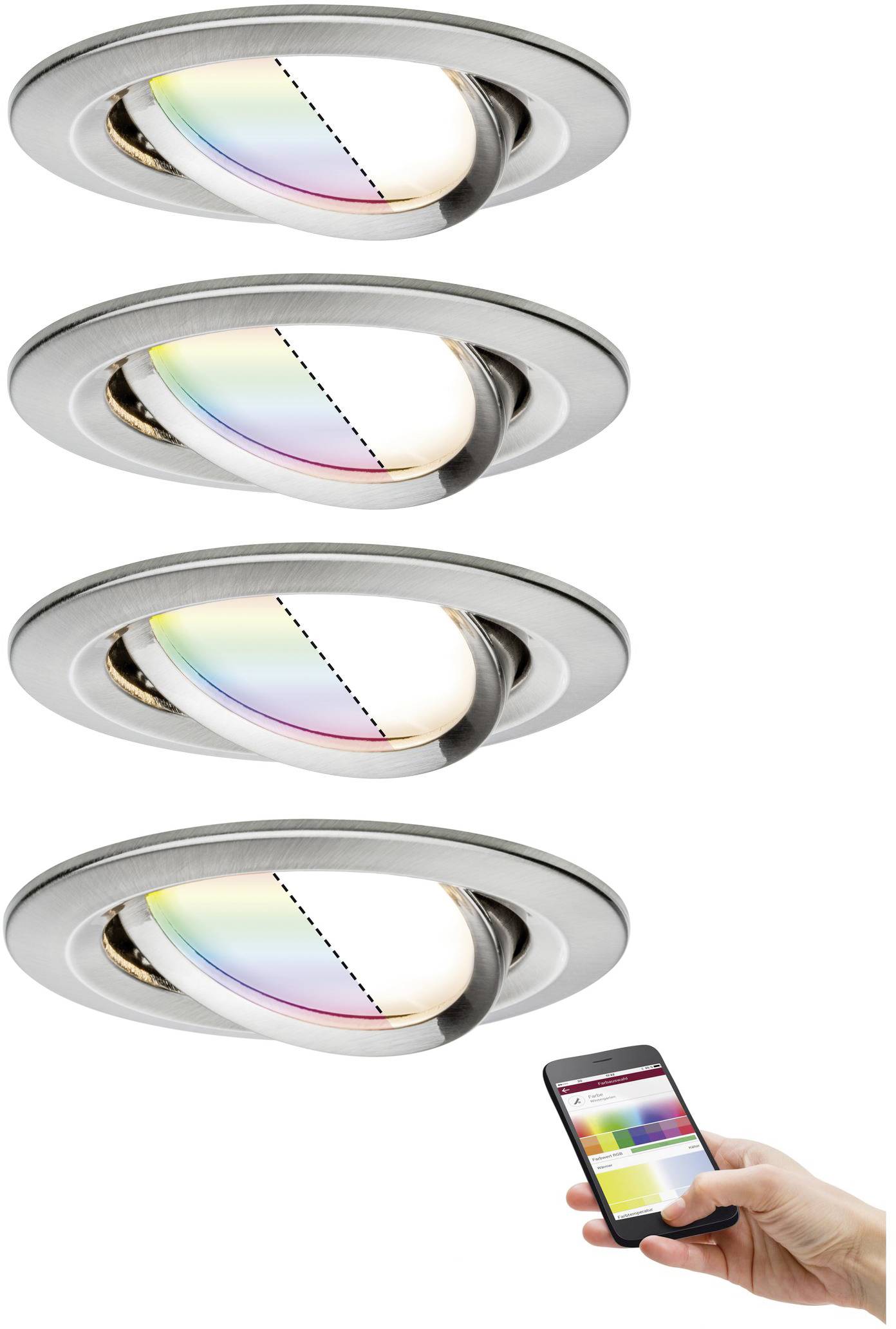 Paulmann 4064161242101 Luminaire à LED encastrable jeu de 4 LED 15.6 W fer (brossé)