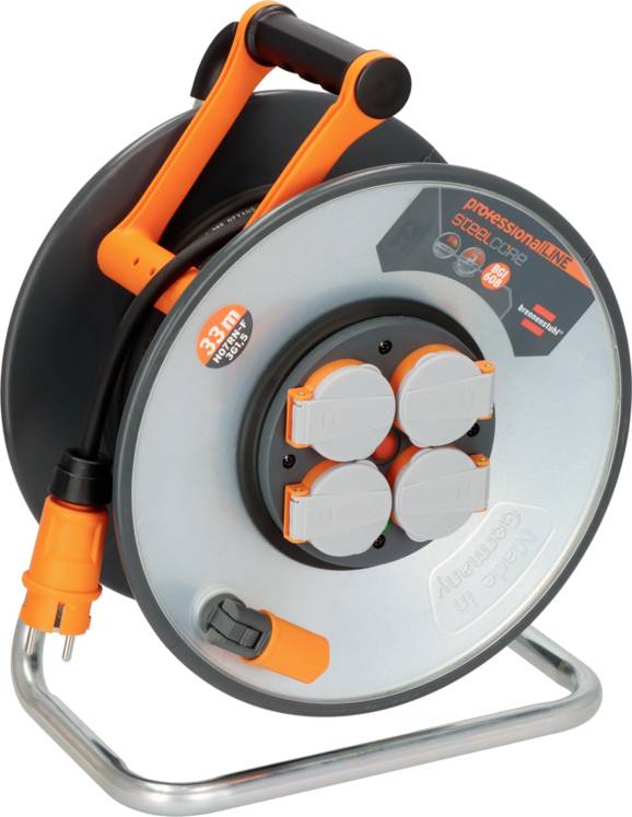 Brennenstuhl professionalLINE 9191330100 Enrouleur de câble 33 m noir Prise mâle + contact de protection