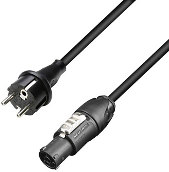 Câble électrique avec fiche Schuko à gauche et connecteur XLR à droite. Fréquemment utilisé pour l'équipement audio ou d'éclairage.