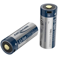 Ansmann 26650 USB-C Batterie USB-C® 26650 Li-Ion 3.6 V 5100 mAh 1 pc(s) Ansmann 26650 USB-C Batterie USB-C® 26650 Li-Ion 3.6 V 5100 mAh 1 pc(s)