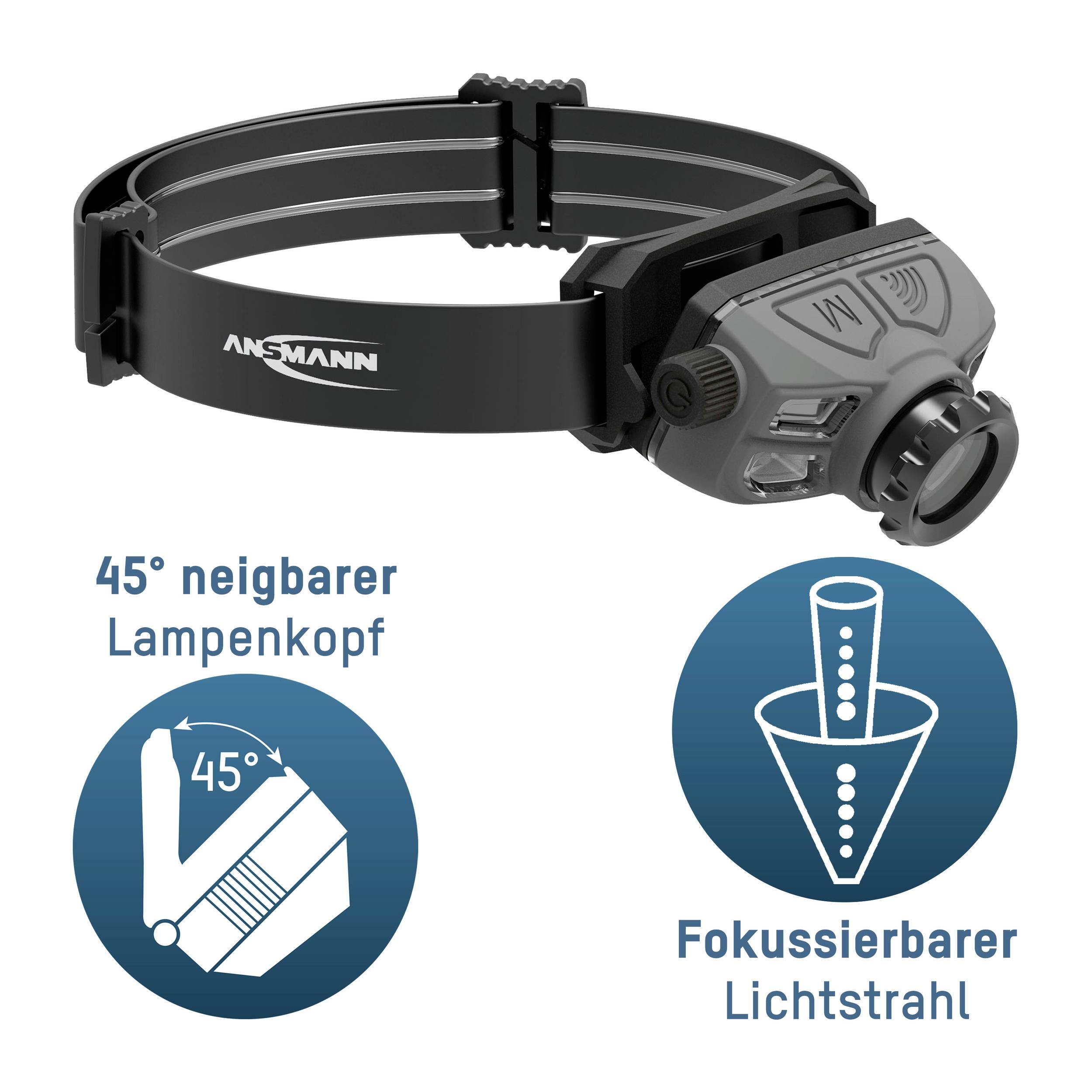 Lampe frontale LED Ansmann HD450FRS à batterie 450 lm 1600-0528