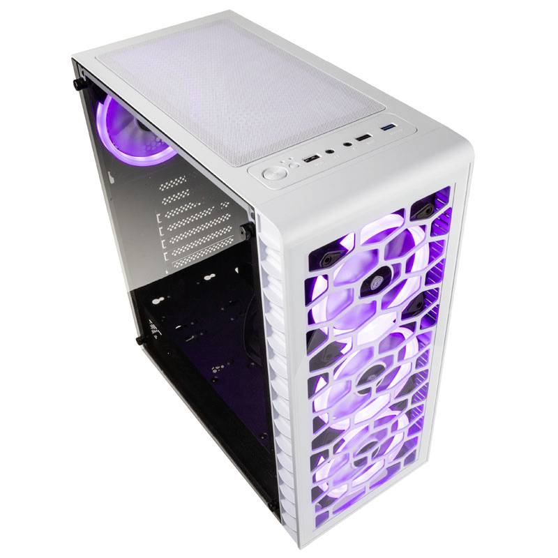Tour midi Kolink Observatory Lite ARGB Boîtier, Boîtier gaming blanc mat