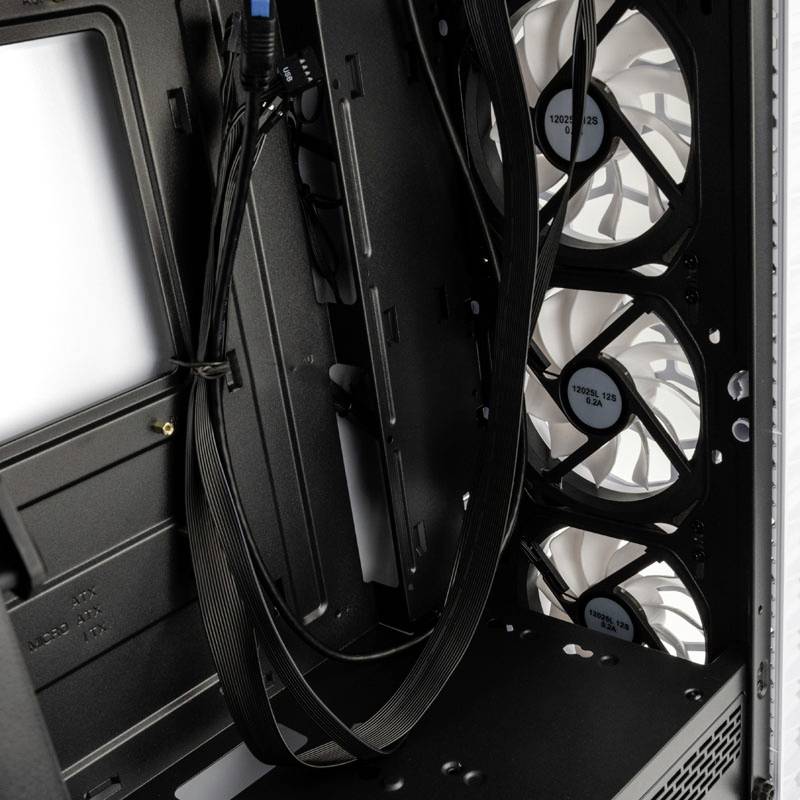Tour midi Kolink Observatory Lite ARGB Boîtier, Boîtier gaming blanc mat