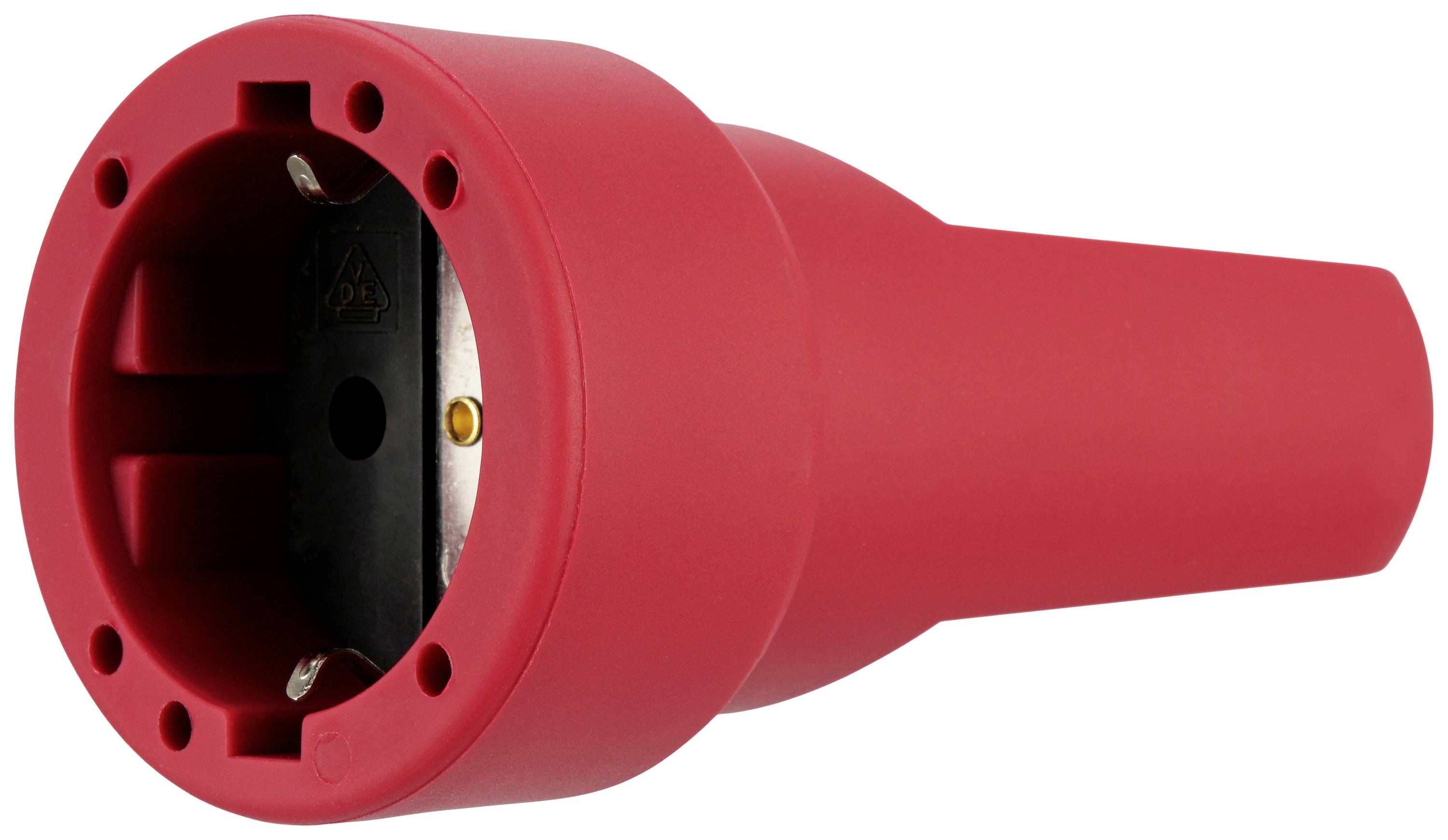 REV 0512159555 Fiche électrique femelle avec terre caoutchouc 250 V rouge foncé IP20