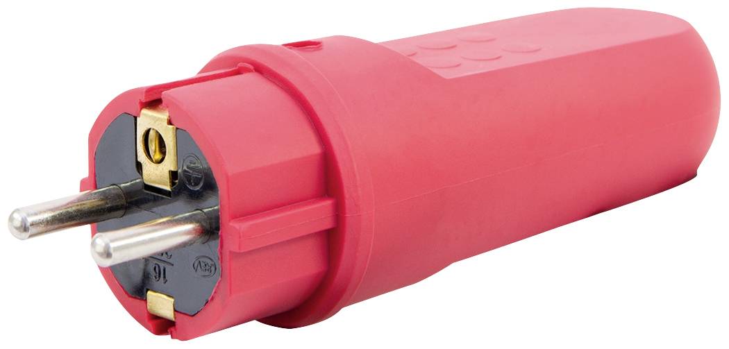 REV 0512099555 Fiche électrique mâle avec terre caoutchouc 250 V rouge foncé IP44