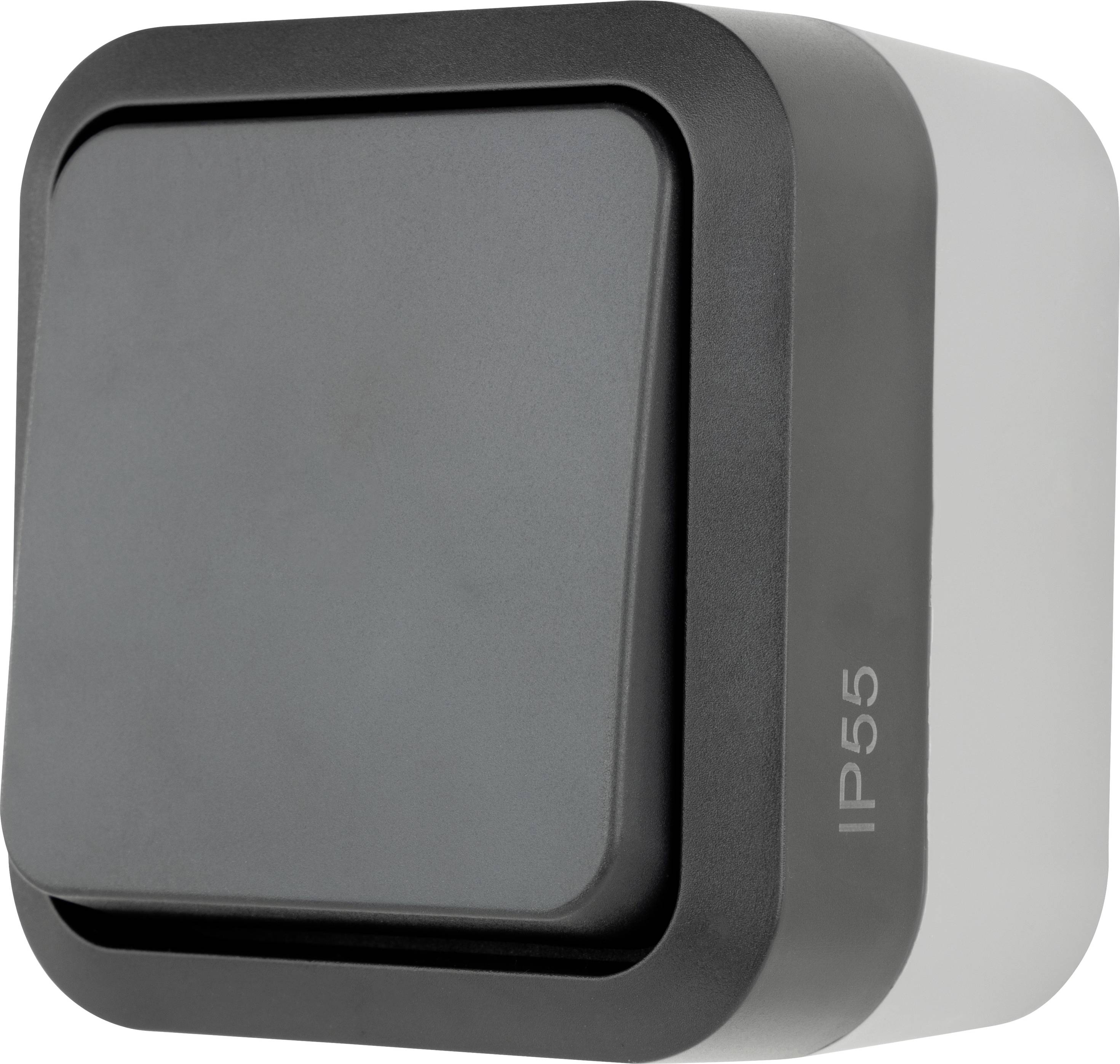 REV complet Bouton-poussoir AquaStorm gris clair, noir 0004310400 1 pc(s)