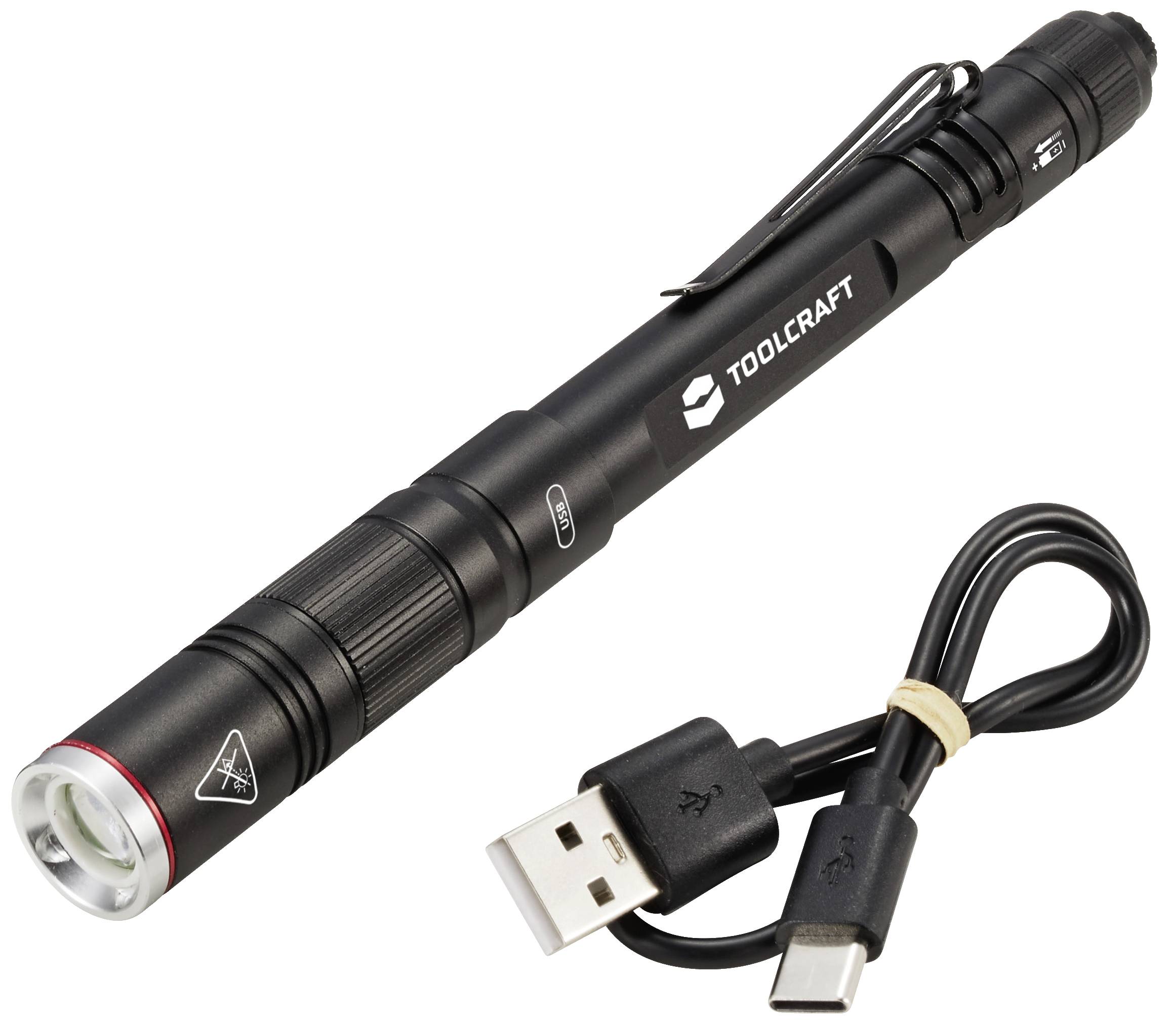 TOOLCRAFT TO-8254890 Lampe stylo à batterie LED SMD noir