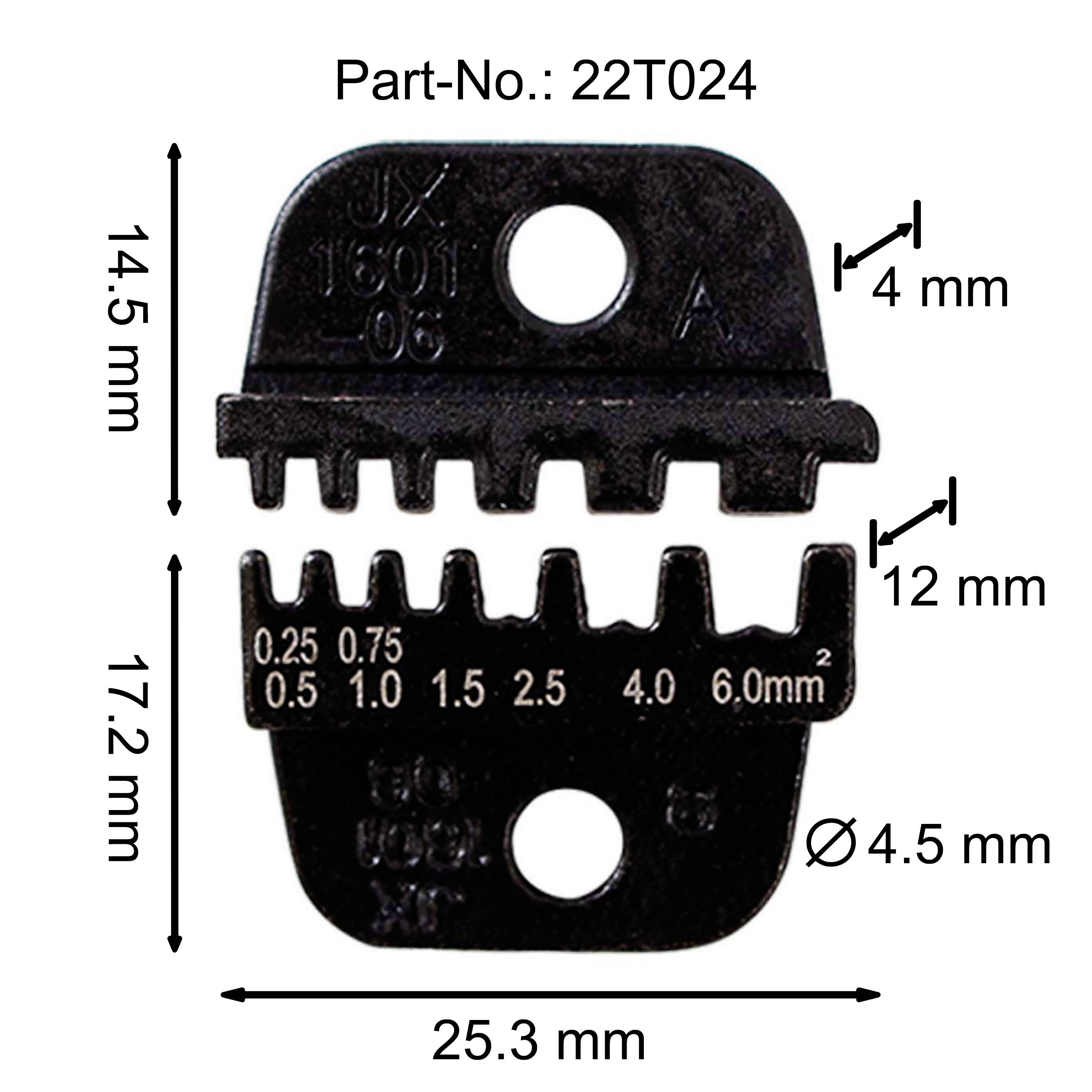 Quadrios 22T024 22T024 Matrice à sertir pour embouts de câble 0.25 à 6 mm²