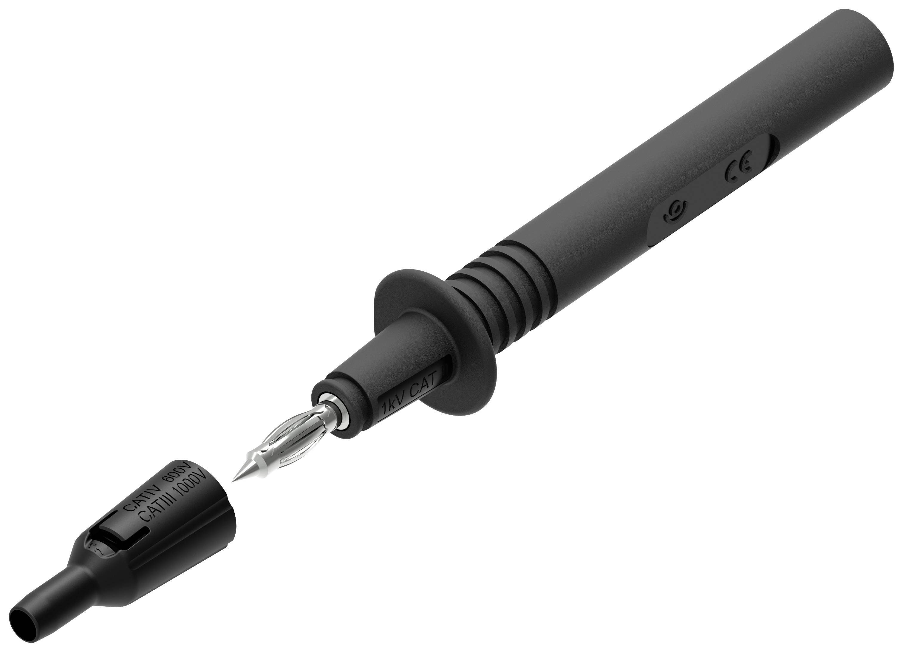 Fer à souder avec capuchon de protection amovible, pointe métallique pour souder précisément des composants électroniques.