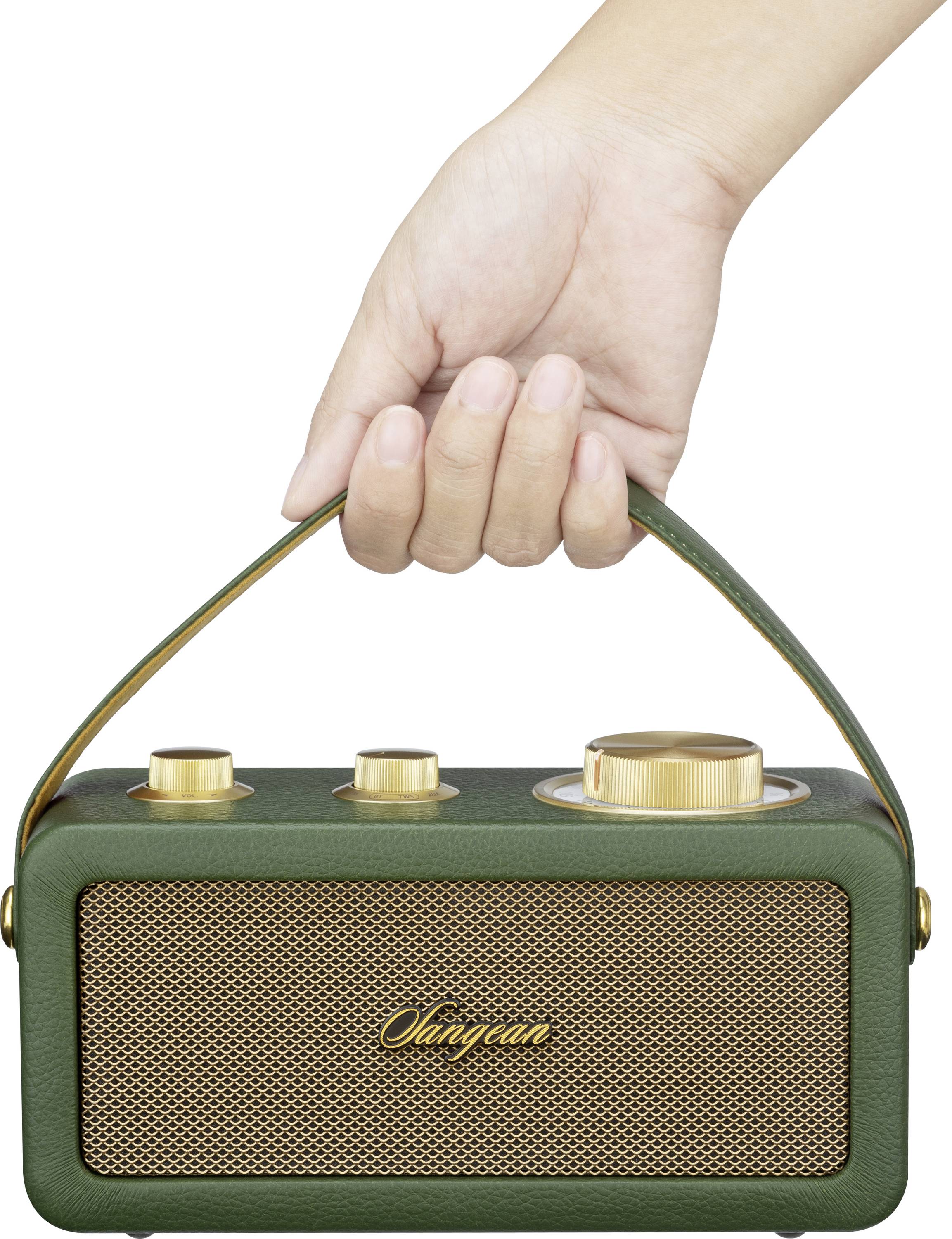 Sangean RA-101 Radio sans fil FM Bluetooth, AUX rechargeable vert, or