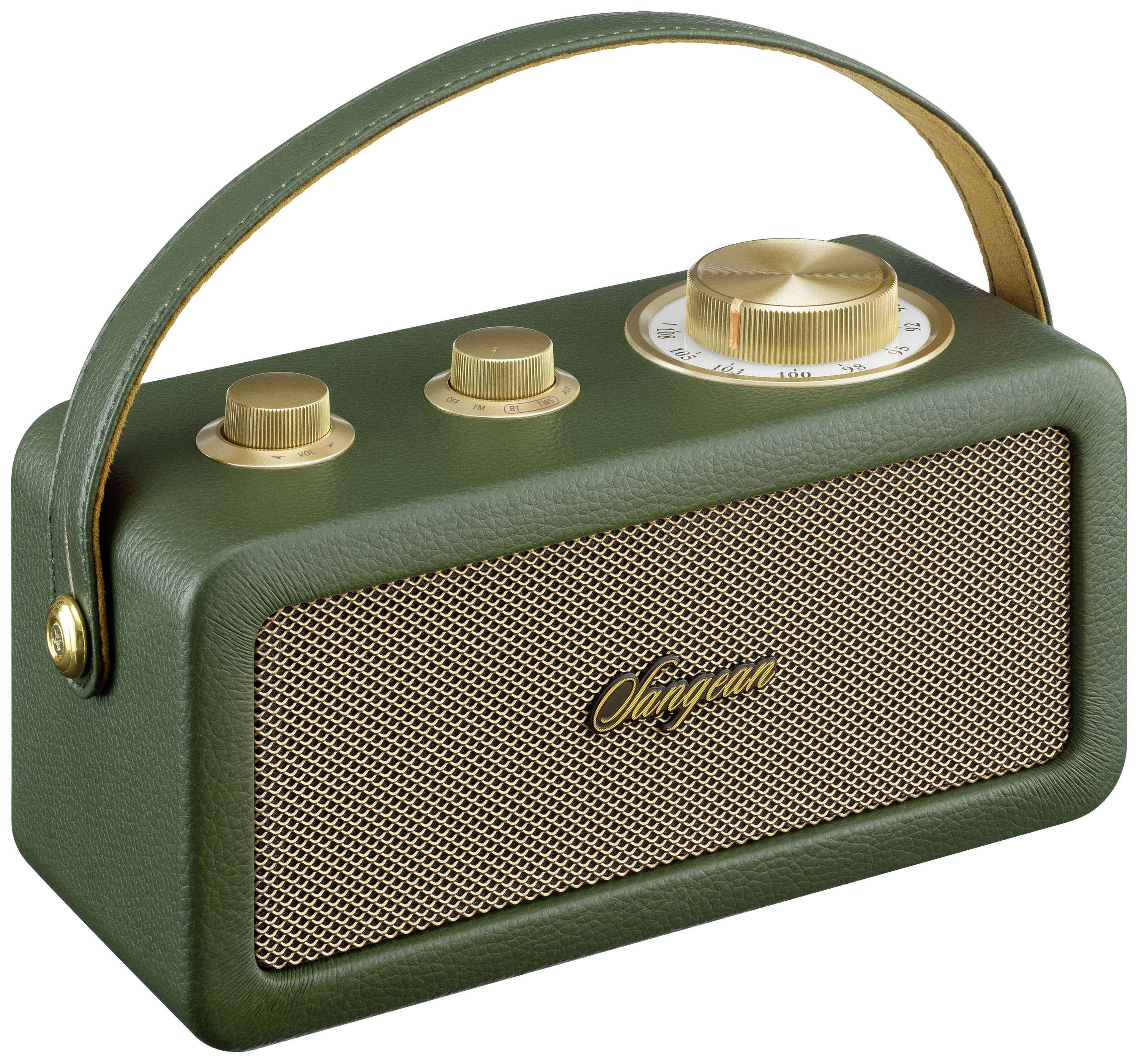 Sangean RA-101 Radio sans fil FM Bluetooth, AUX rechargeable vert, or