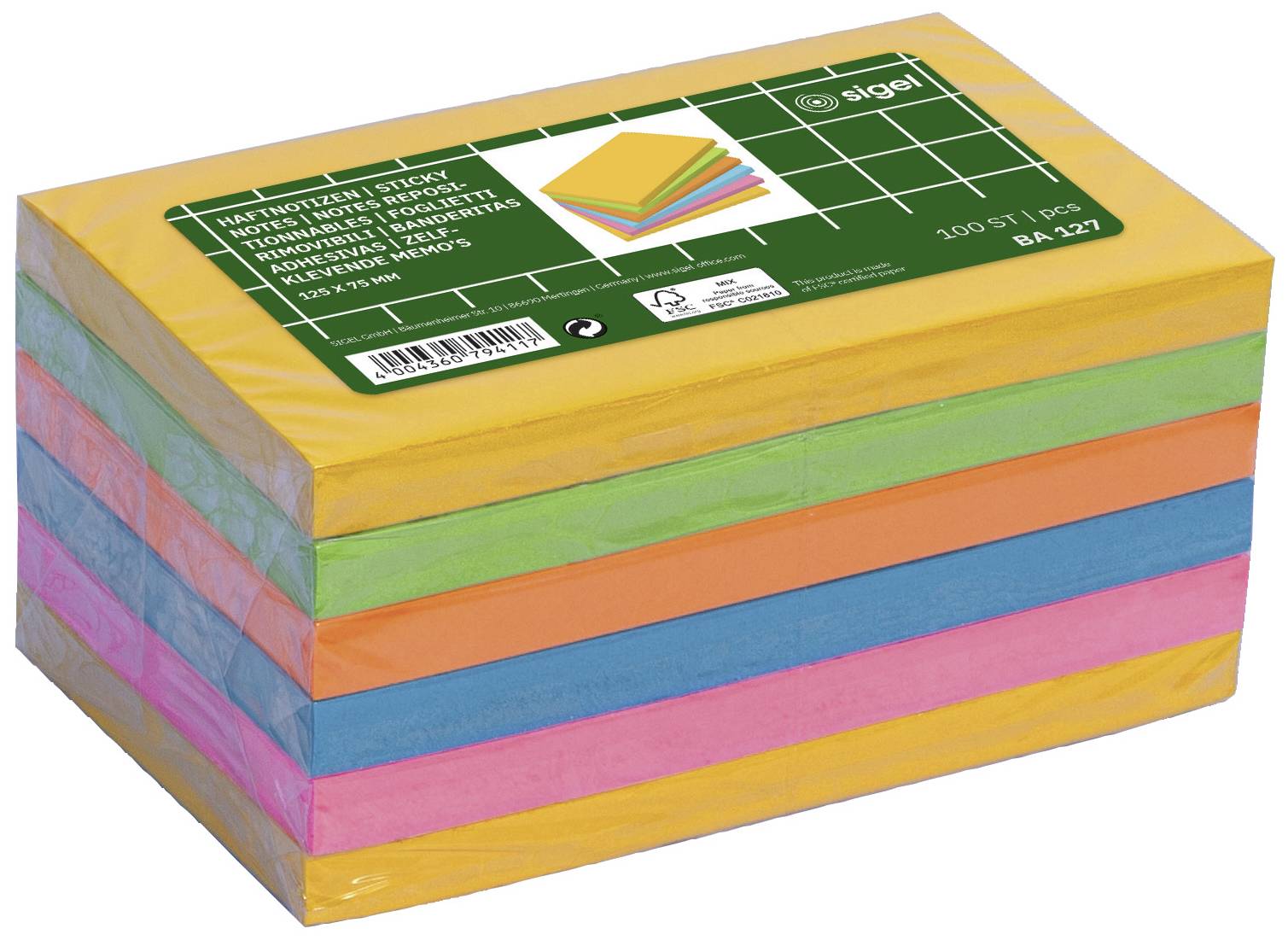 Une pile de notes autocollantes colorées dans différentes teintes : jaune, vert, bleu, orange et rose ; parfaites pour noter des idées.