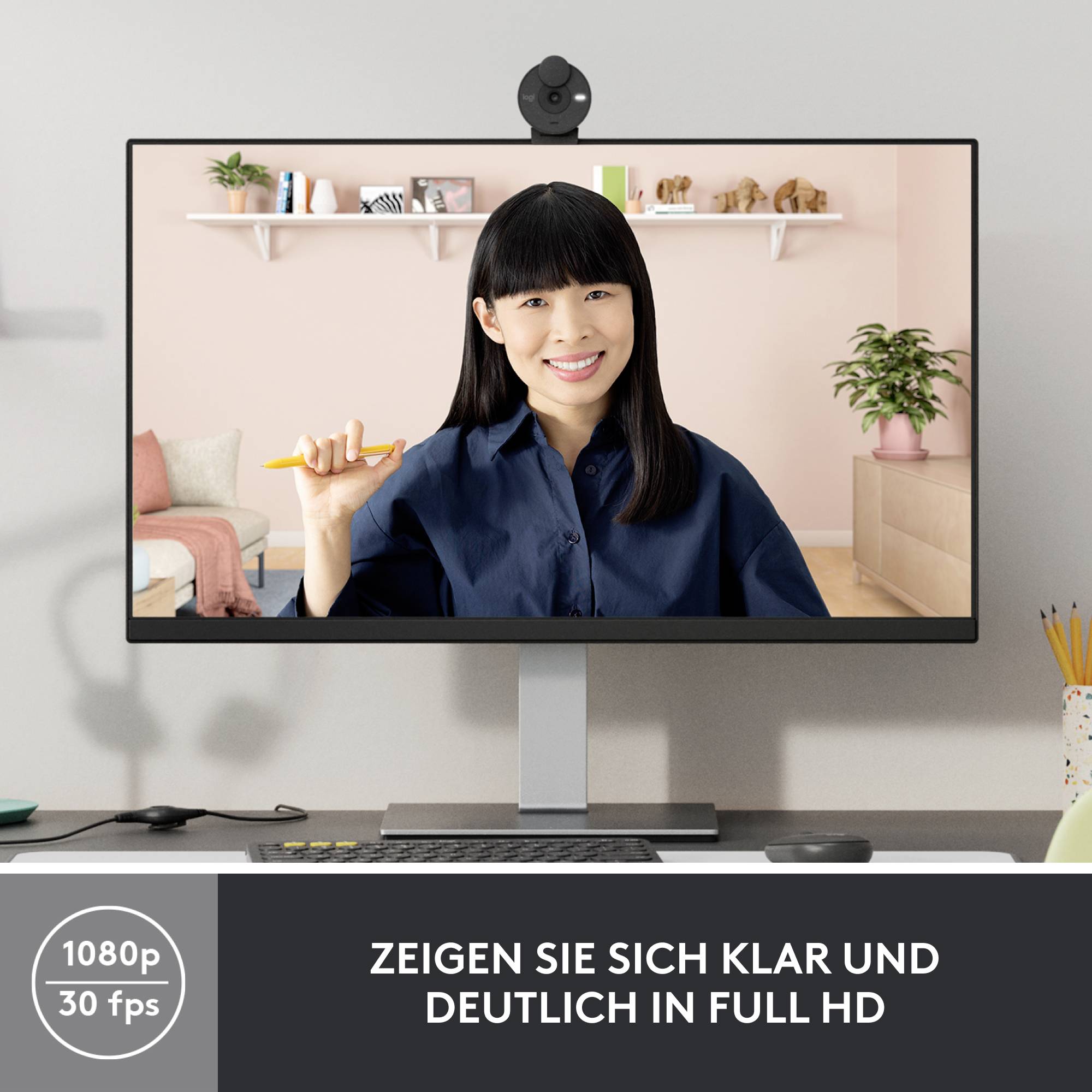 Webcam Full HD Logitech BRIO 300 1920 x 1080 Pixel support à pince