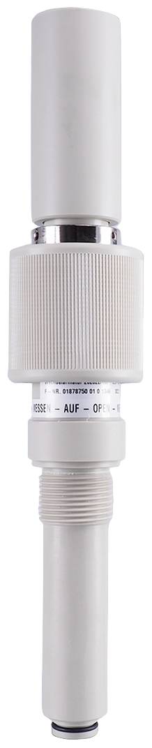 Une vanne blanche avec des composants cylindriques et des parties cannelées, comprenant un joint d'étanchéité. Utilisée dans des applications sanitaires.