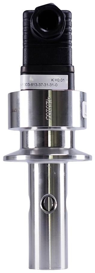 Pièce métallique d'outil avec une tête cylindrique et un embout noir en haut. Application typique en ingénierie mécanique ou en fabrication.