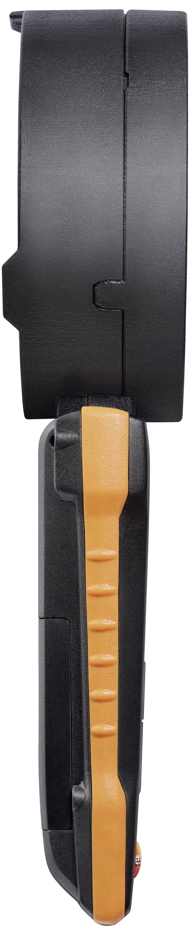 Un regard latéral sur un appareil noir et orange tenu à la main. Il a une partie supérieure arrondie et une poignée ergonomique.