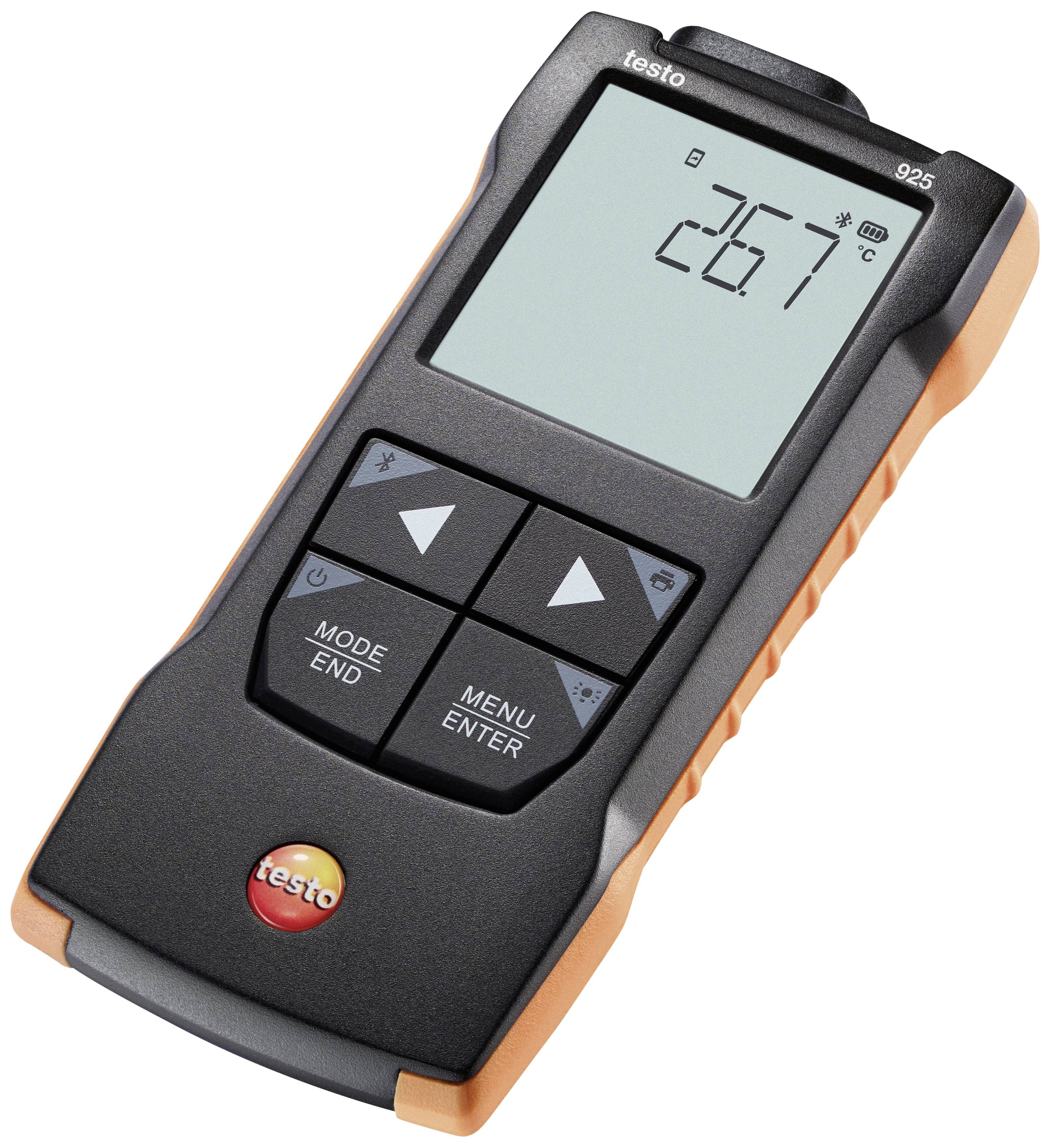 Thermomètre numérique avec grand écran affichant 26,7°C. L'appareil dispose de touches pour le mode et le menu. Utilisé pour mesurer la température.