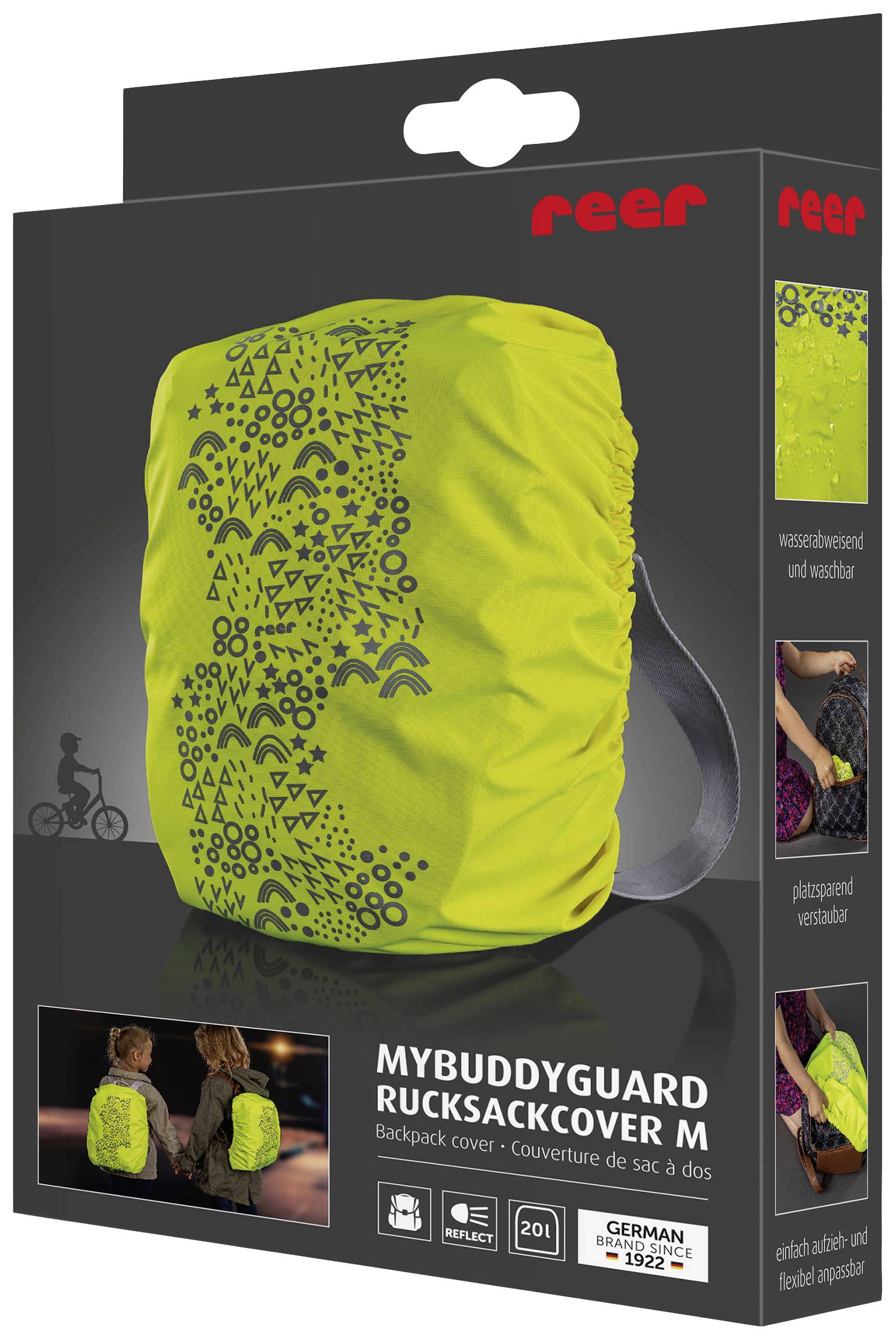 REER MyBuddyGuard 53225 Housse de sac à dos jaune/vert fluorescent