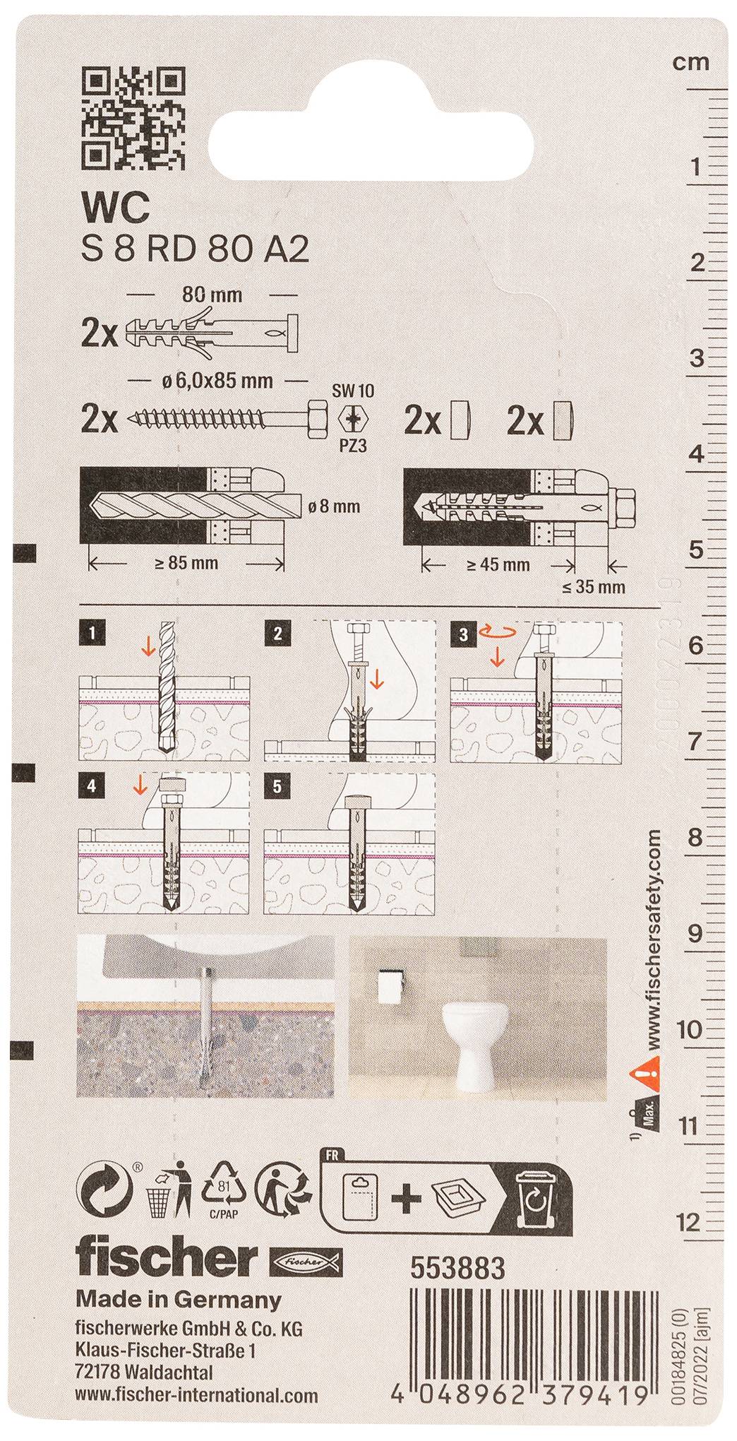 Fischer 553883 Assortiment de fixations Contenu 2 pc(s)