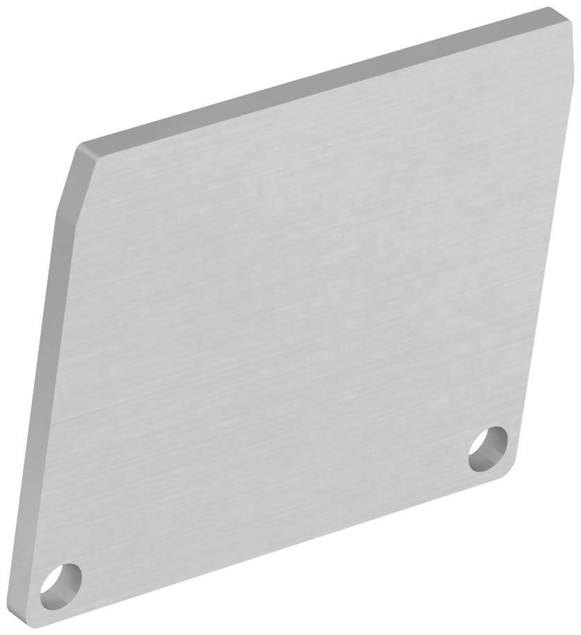 Plaque métallique de forme rectangulaire avec deux perçages dans les angles opposés. La surface est lisse et uniforme.