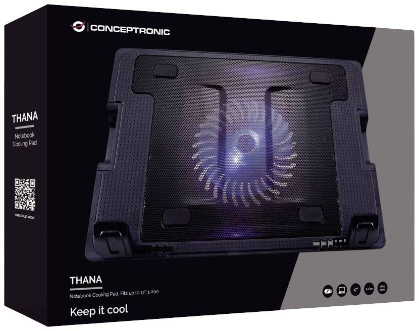 Conceptronic CNBCOOLSTAND1F Support d'ordinateur portable avec fonction refroidissante réglable en hauteur