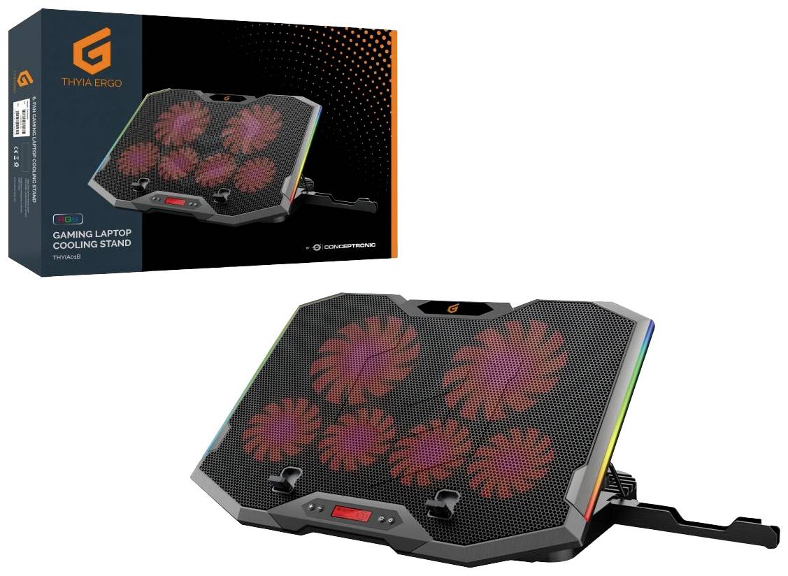 Conceptronic THYIA01B Support d'ordinateur portable avec fonction refroidissante ventilateur réglable