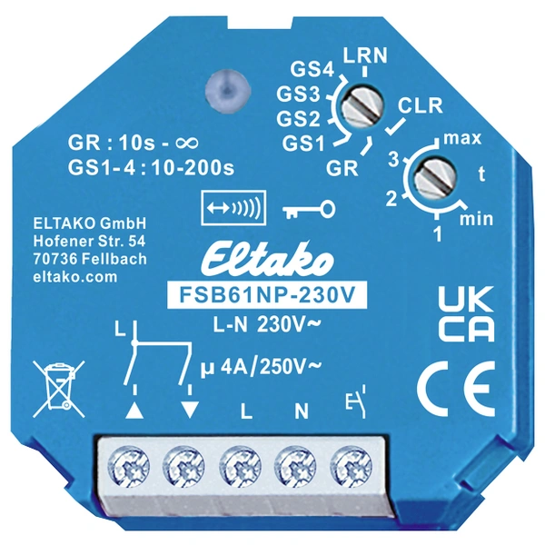 FSB61NP-230V Eltako sans fil Actionneur de store / volet roulant store à rouleau encastré FSB61NP-230V Eltako sans fil Actionneur de store / volet roulant store à rouleau encastré