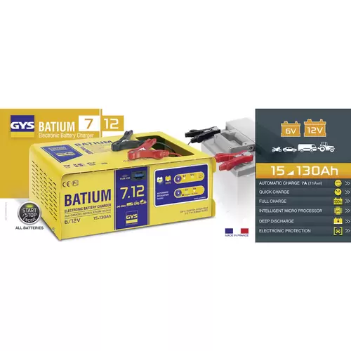 GYS Batium 7.12 024496 Chargeur automatique 6 V, 12 V 7 A GYS Batium 7.12 024496 Chargeur automatique 6 V, 12 V 7 A