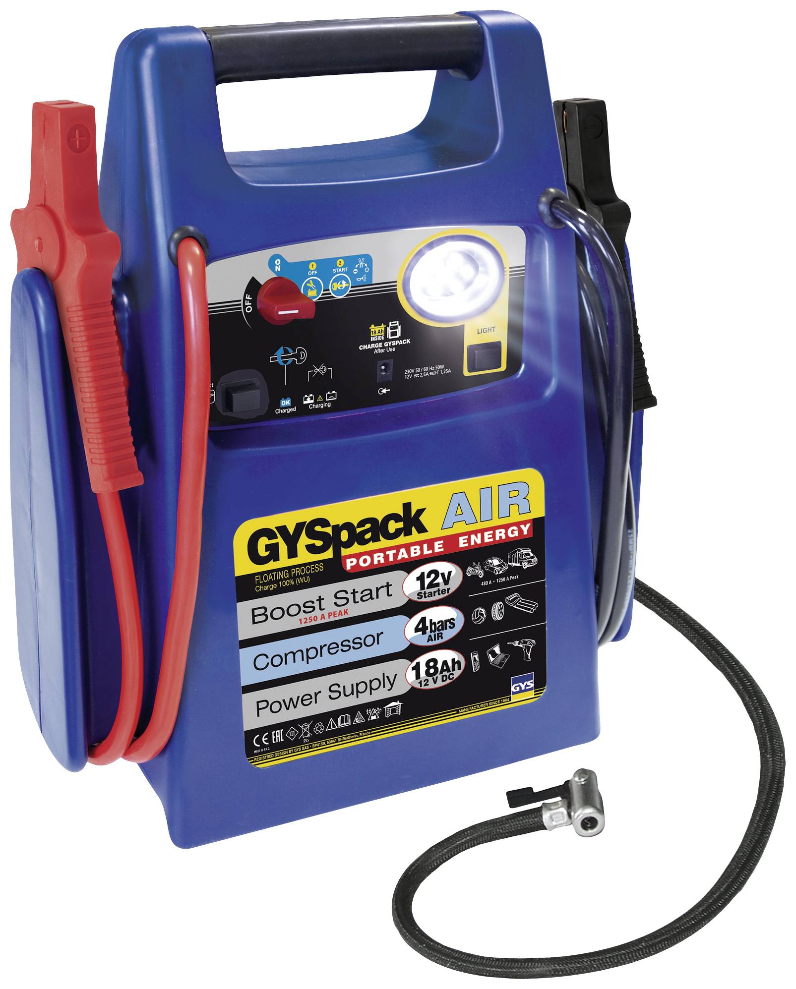 GYS Système de démarrage rapide Gyspack Air 3in1 026322 Courant d'aide au démarrage (12 V)=480 A convertisseur de tension 230