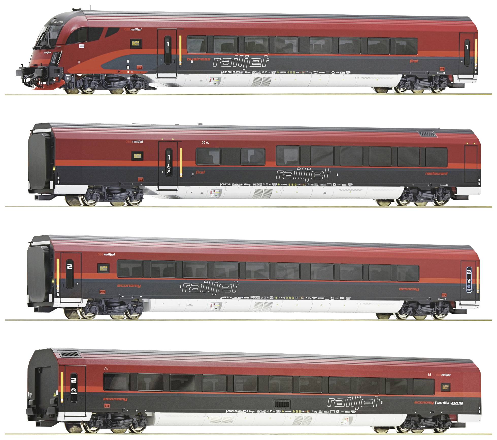 Roco 74037 SET de 4 Railjet H0 de l'ÖBB
