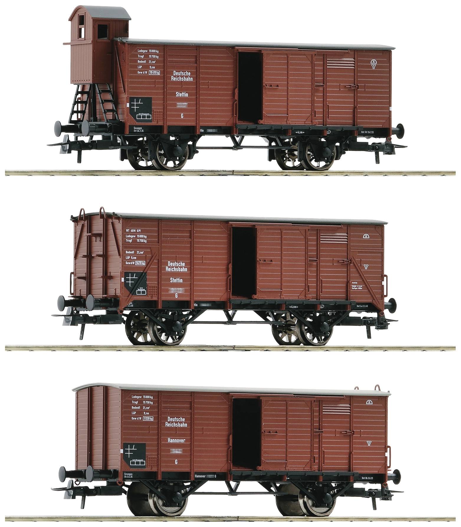 Roco 6600037 Lot de 3 wagons de marchandises couverts de la DRG H0