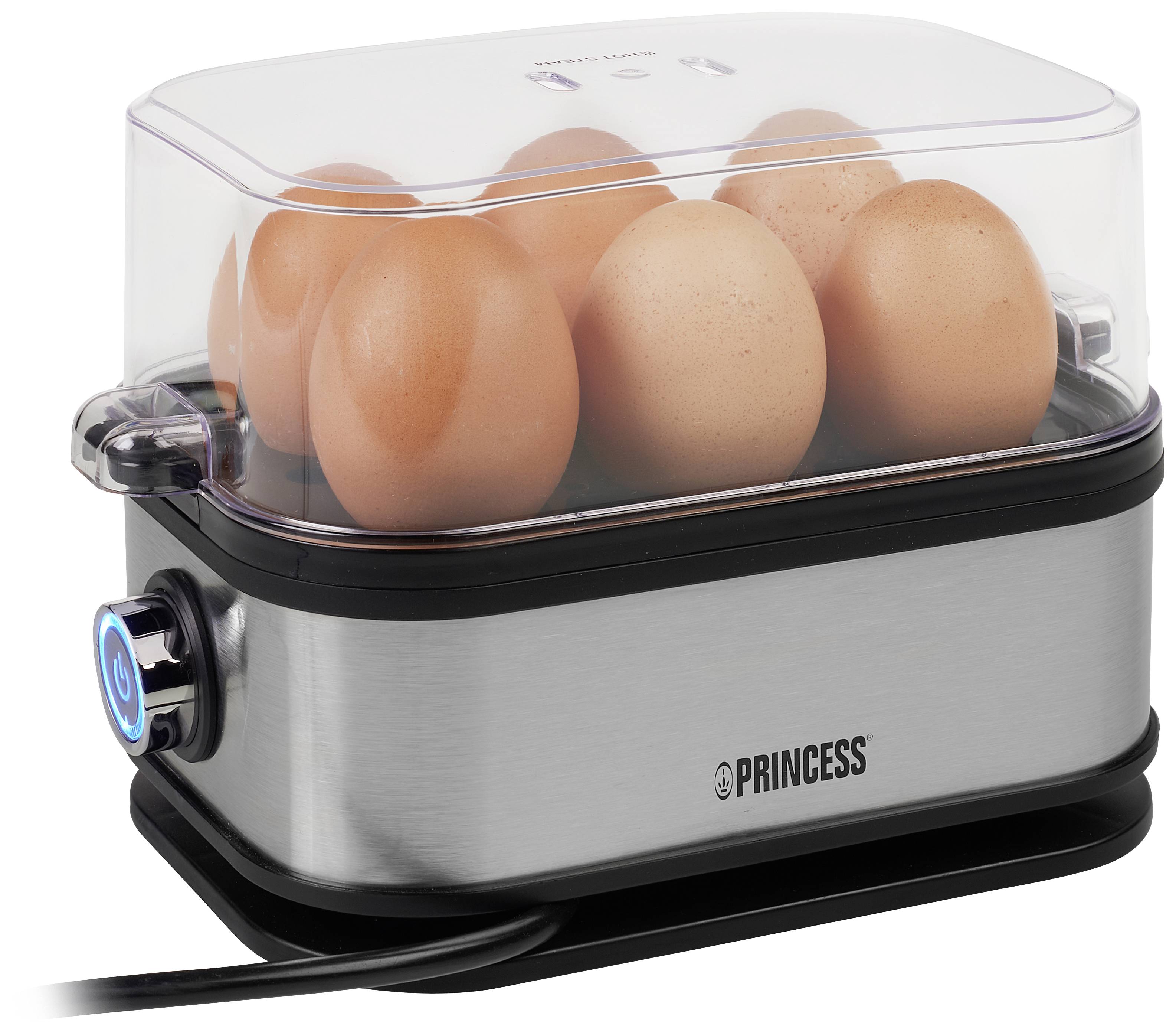 Princess 01.262046.01.001 Cuiseur à oeufs sans BPA, avec verre doseur, voyant lumineux argent, noir