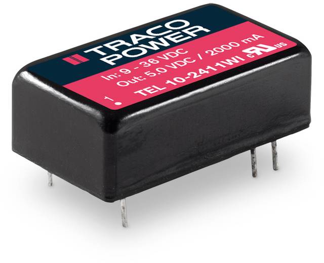 Convertisseur de tension Schwarzer Traco Power ; Entrée : 9-36 VDC, Sortie : 5 VDC, 2000 mA ; Numéro de produit : TEL 10-2411WI.
