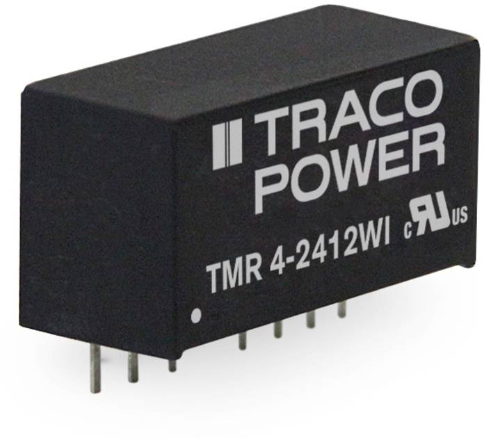 Composant électronique de Traco Power, modèle TMR 4-2412WI, doté de plusieurs connexions, utilisé pour la conversion de tension.